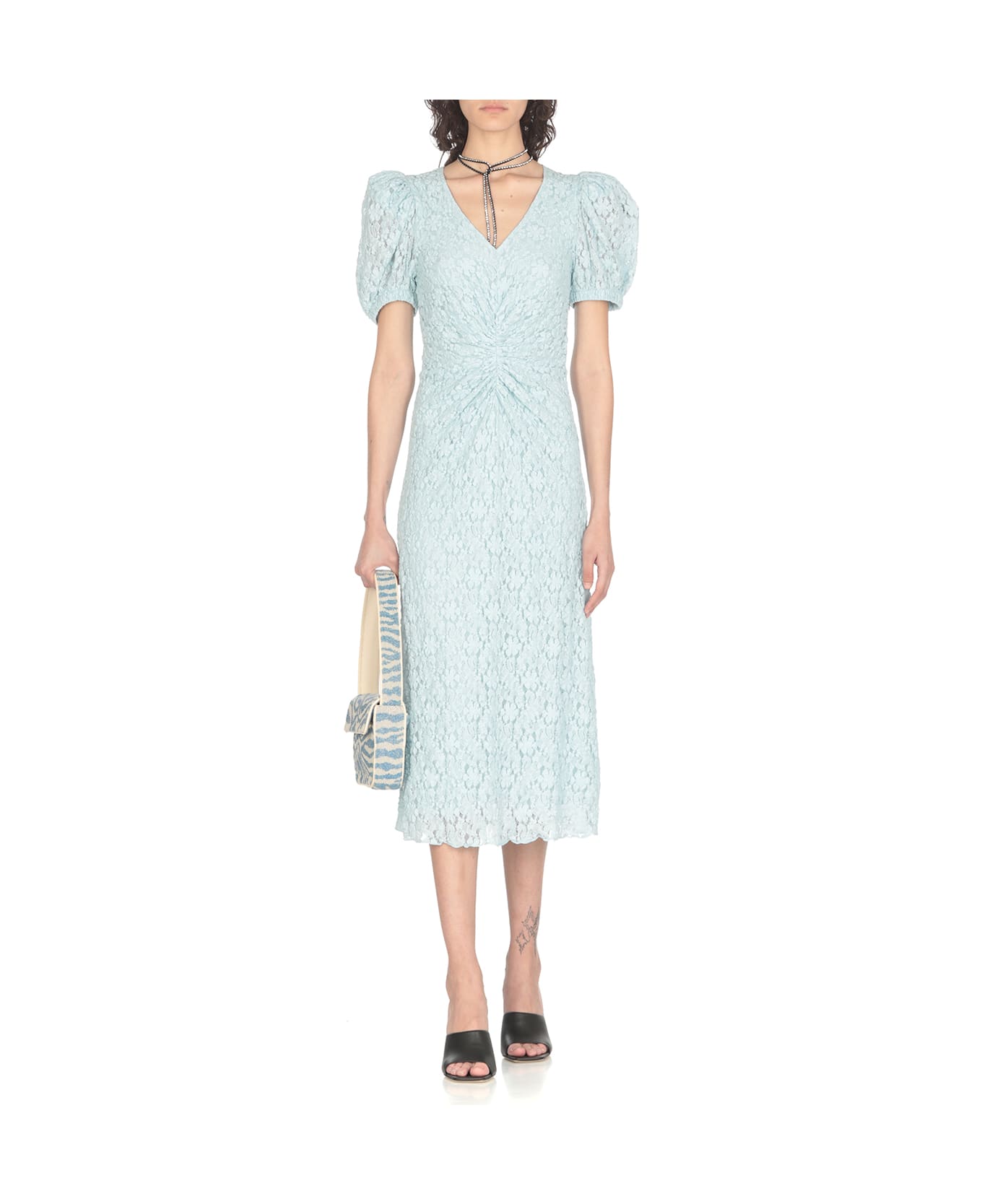 Rotate by Birger Christensen Dress With Embroideries - Light Blue
