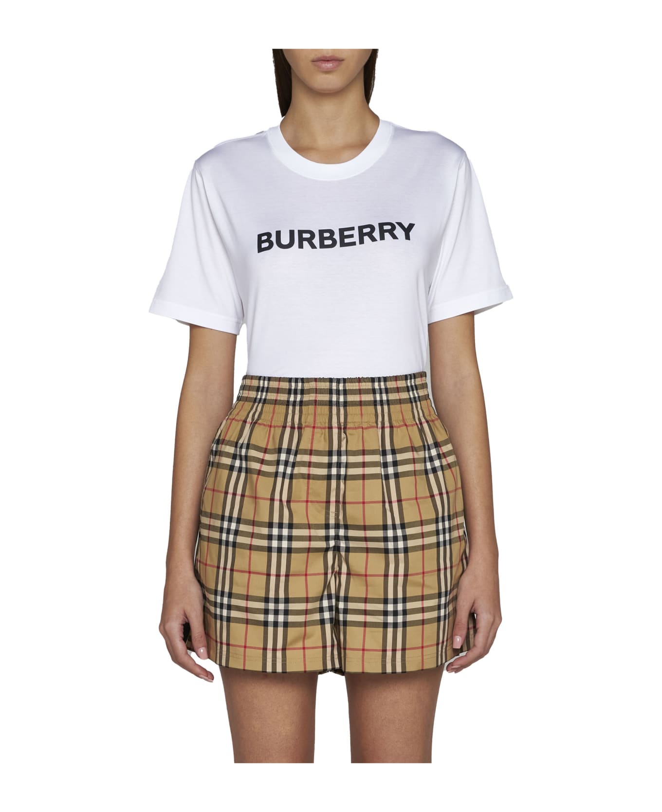 Burberry Logo Printed Crewneck T-shirt - White
