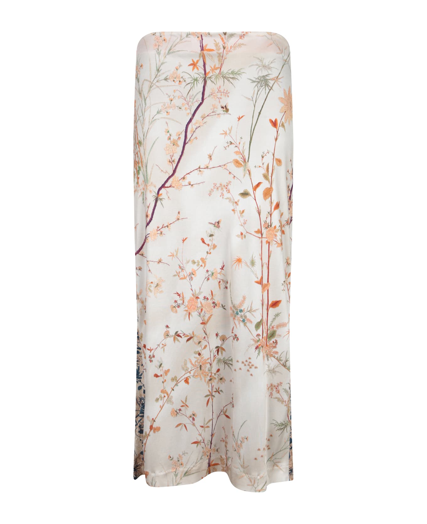 Pierre-Louis Mascia Febos Floral Beige Silk Midi Skirt - Beige