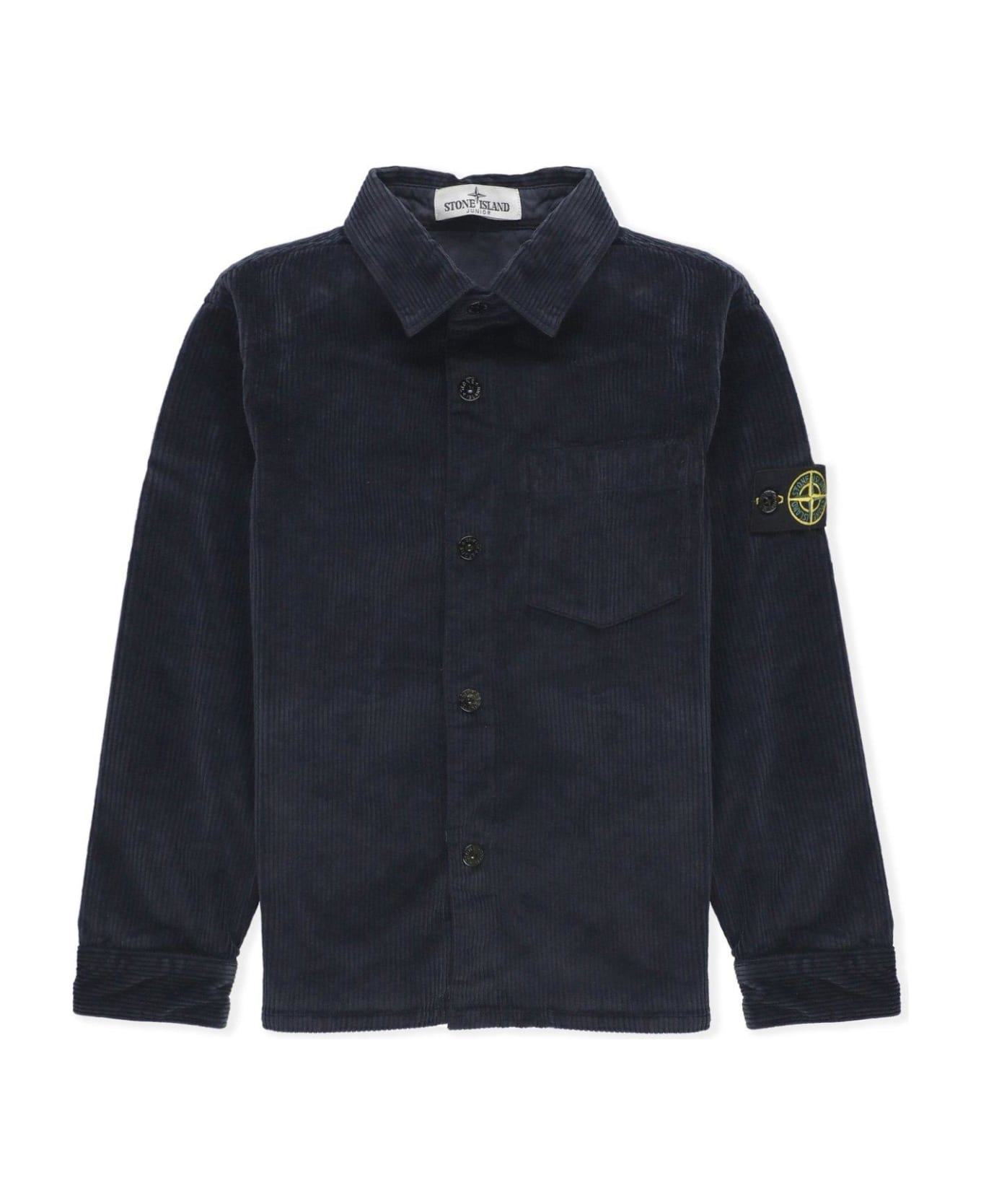 Stone Island Compass Patch Corduroy Overshirt - BLUE