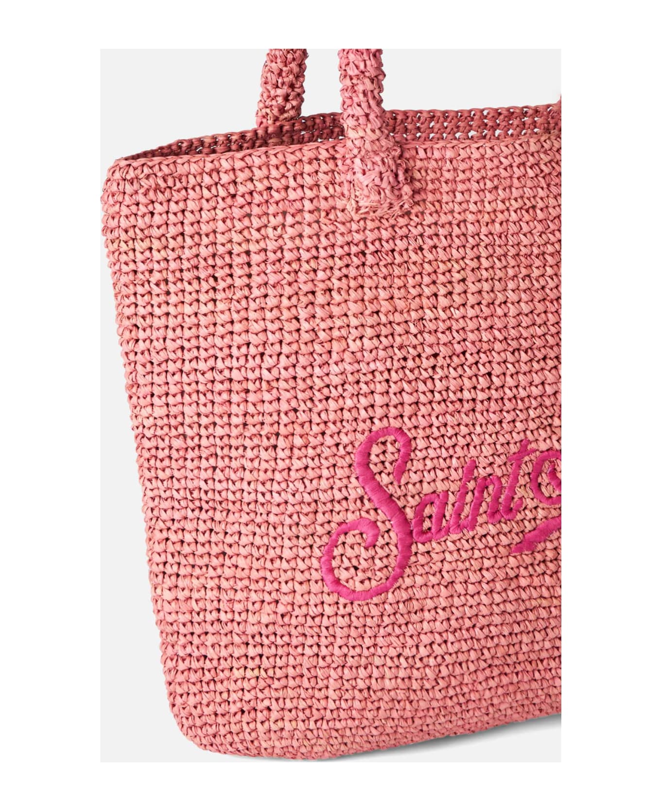 MC2 Saint Barth Raffia Bucket Pink Bag With Embroidery - PINK トートバッグ