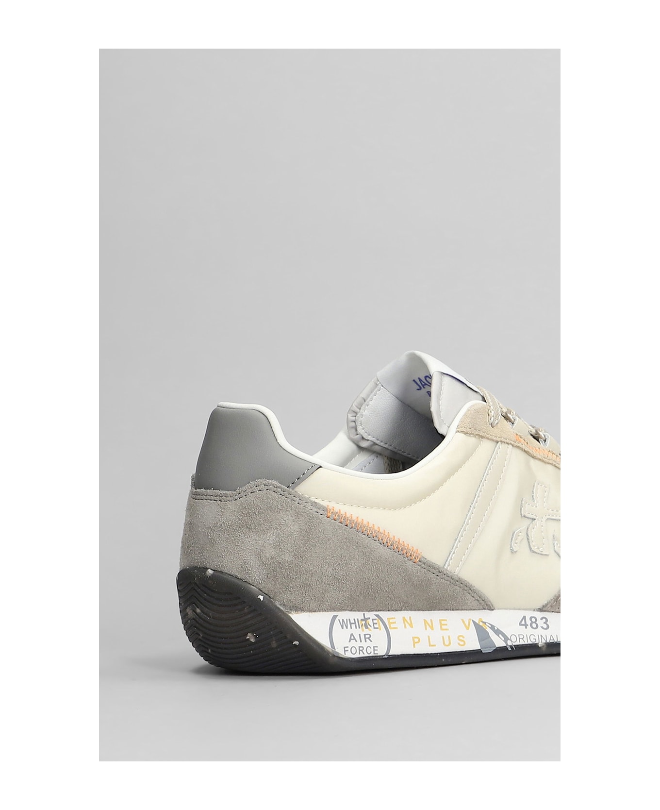 Premiata Jackyx Sneakers In Grey Suede And Fabric - grey