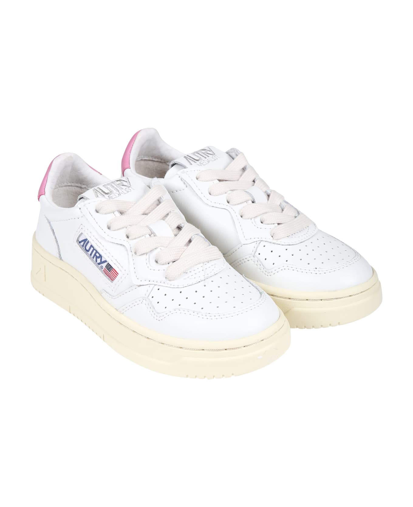 Autry White Sneakers For Girl With Logo - White