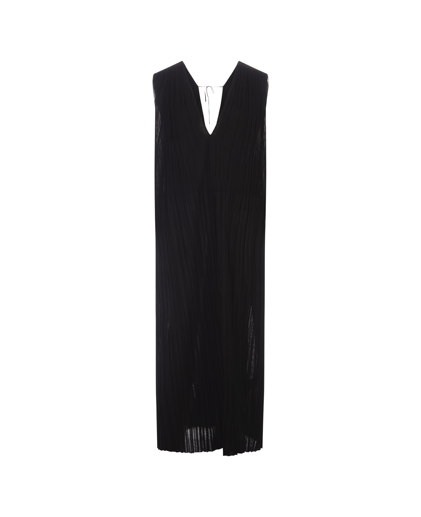 Jil Sander Long Black Pleated Dress - Black