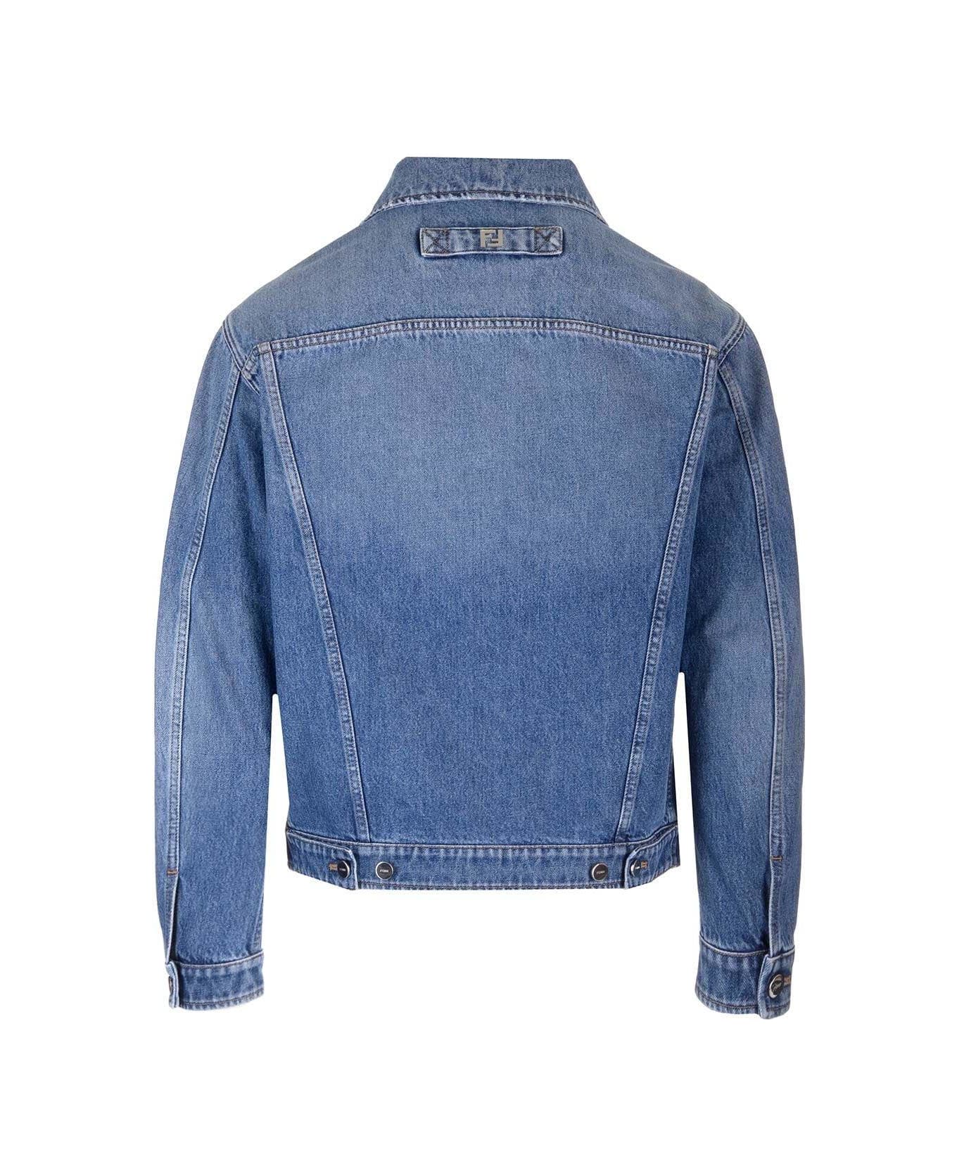 Fendi Collared Button-up Jacket - BLUE