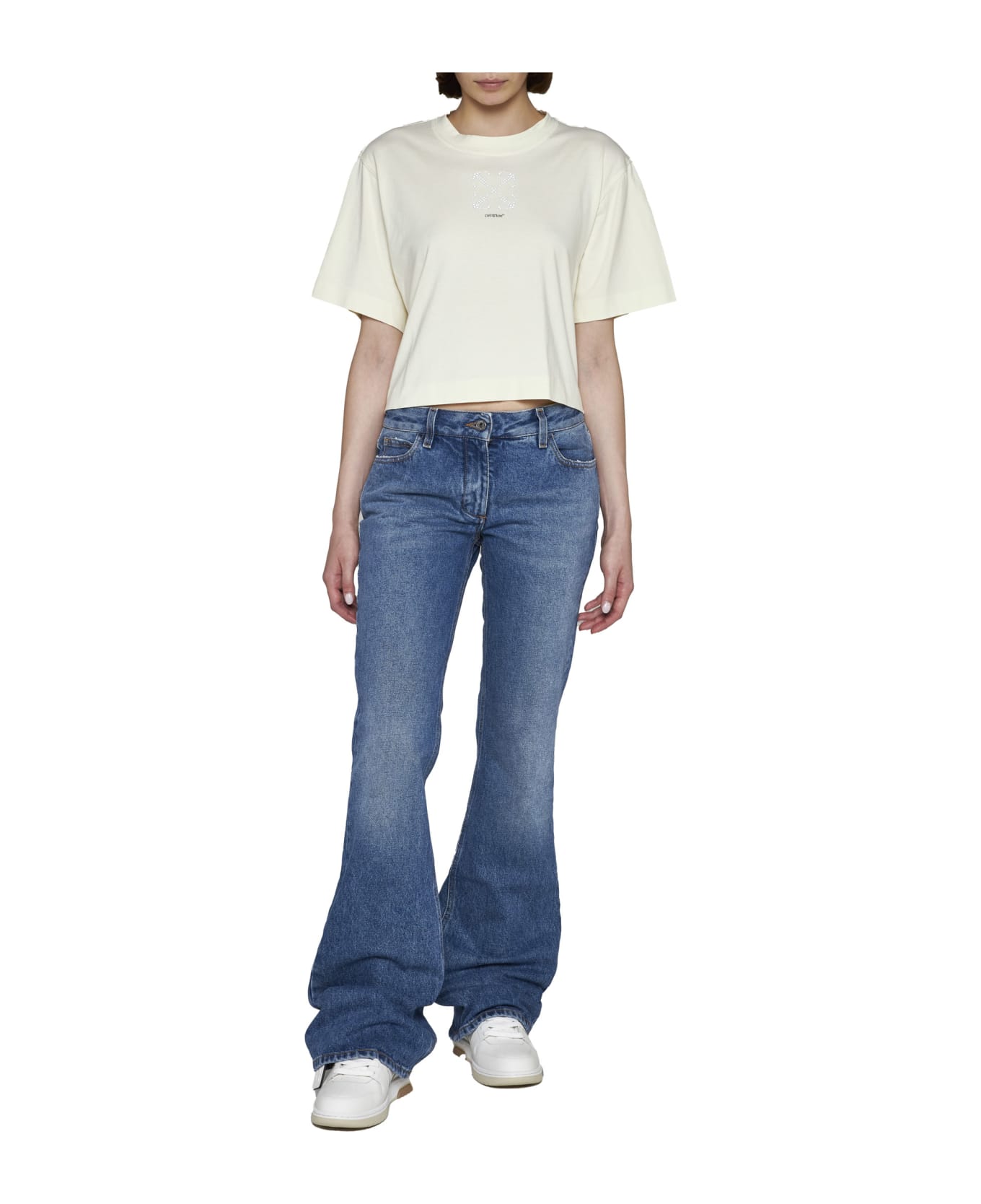 Off-White Pearl Embellished T-shirt - Yellow Tシャツ