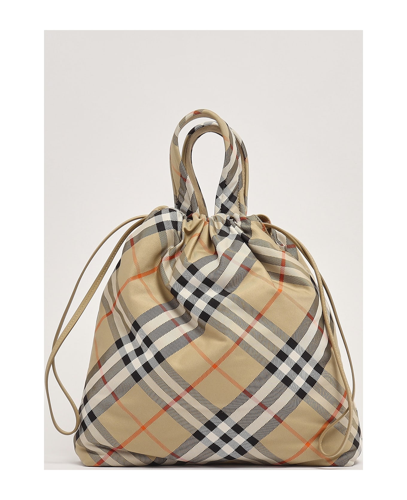Burberry Drwstrng Tote Tote - CHECK BEIGE