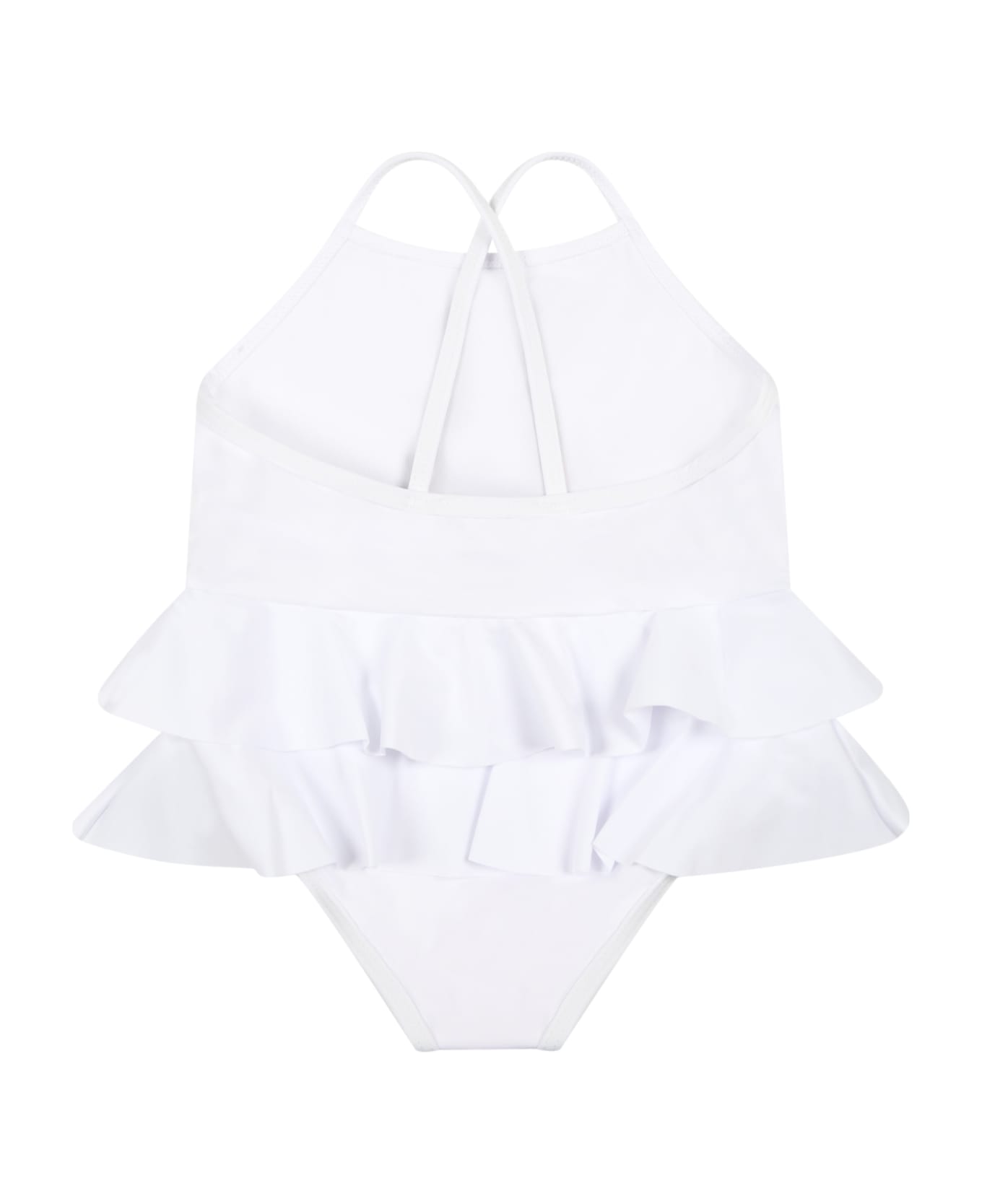 Moschino White Swimsuit For Baby Girl With Teddy Bear - White