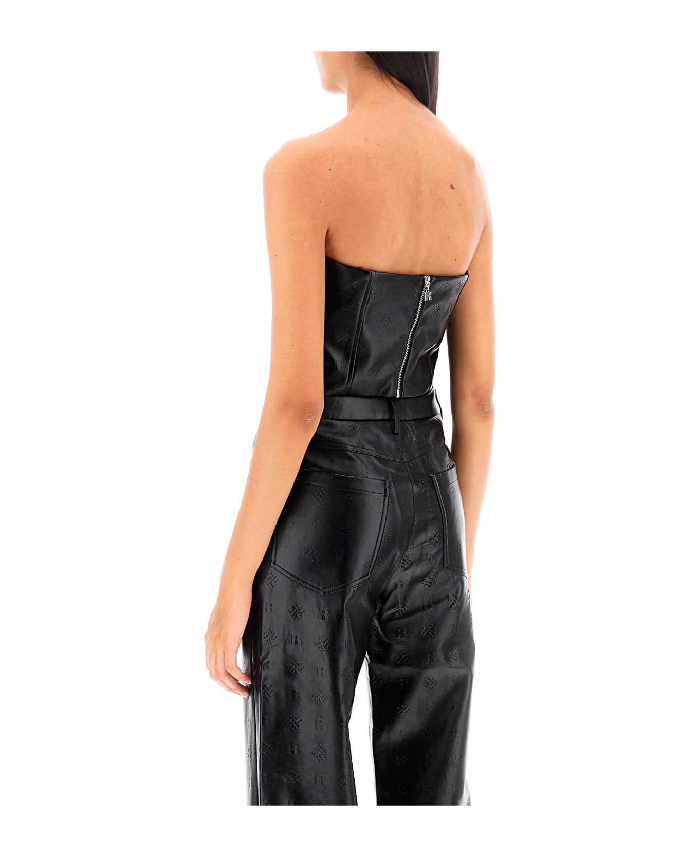 Rotate by Birger Christensen Faux-leather Cropped Top - BLACK (Black)