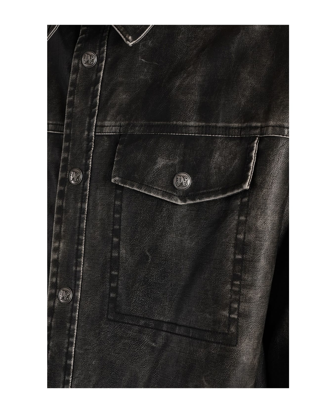 Palm Angels Casual Jacket In Grey Polyuretan - grey