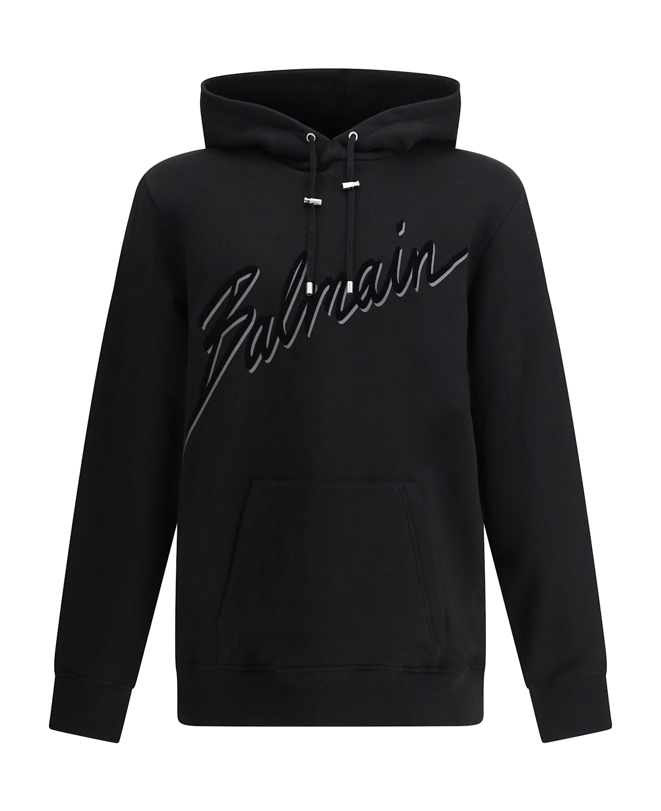 Balmain Logo Cotton Hoodie - Noir/noir