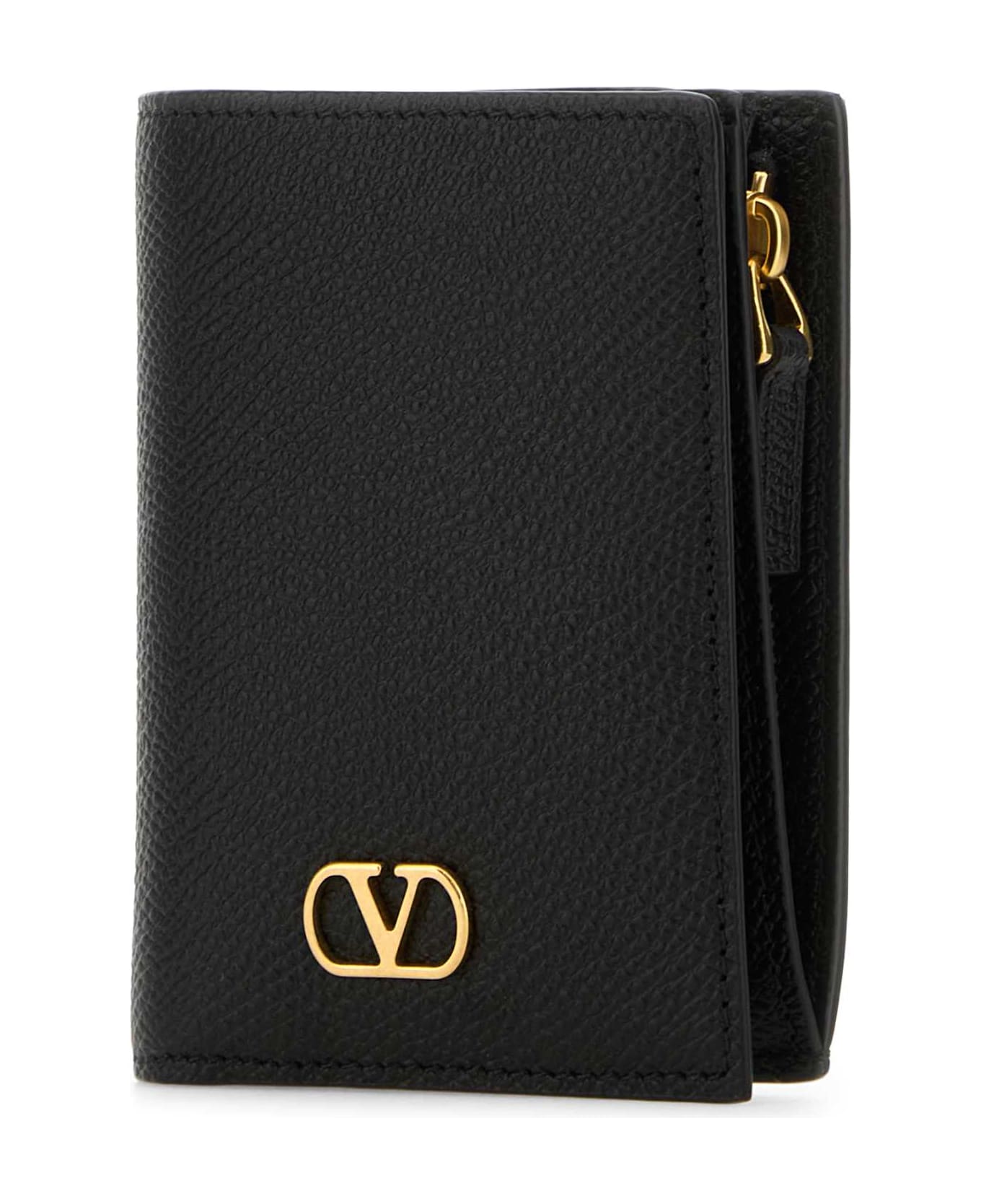 Valentino Garavani Black Leather Vlogo Wallet - NERO
