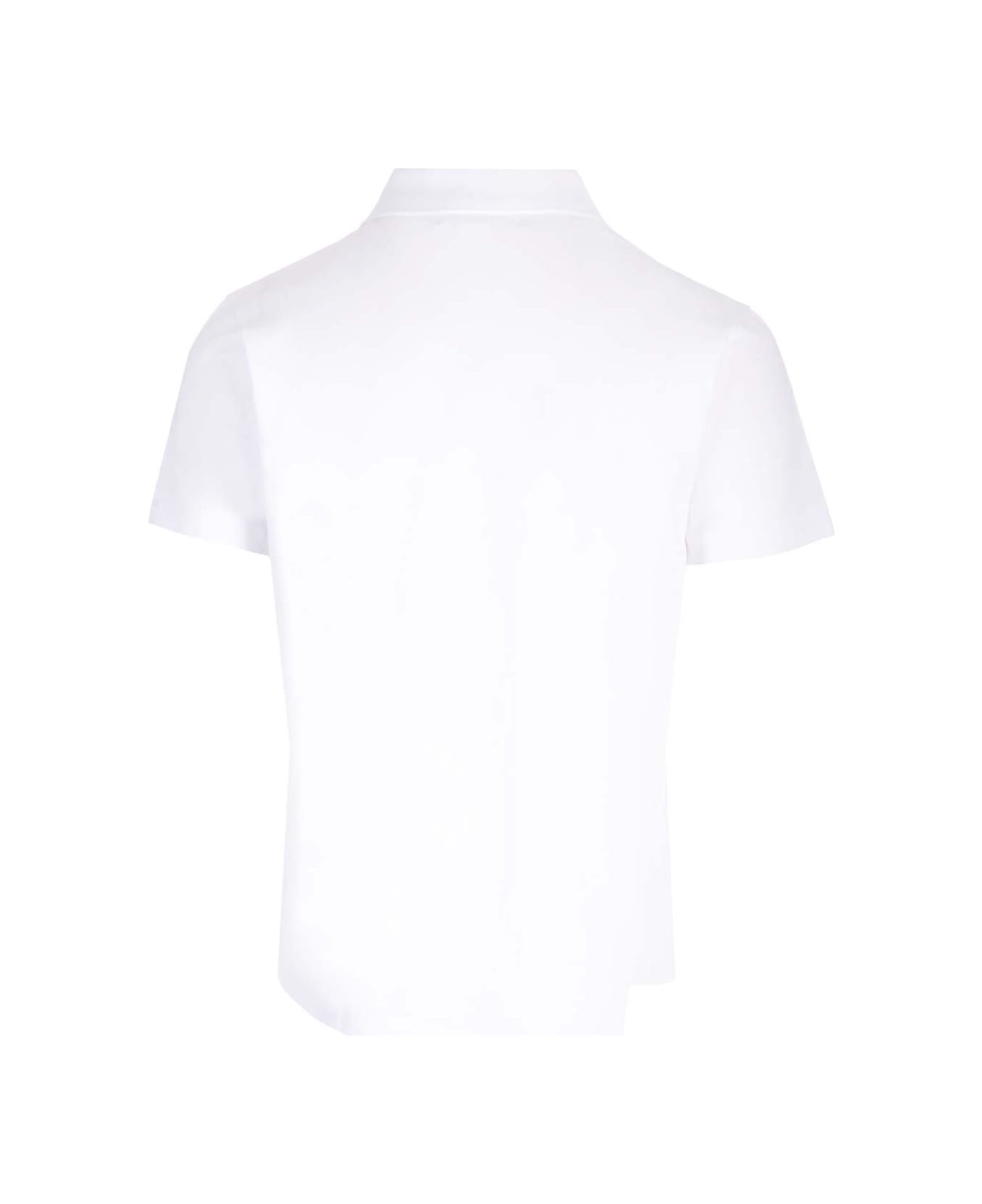 Comme des Garçons X Lacoste Asymmetric-hem Logo Patch Polo Shirt - White