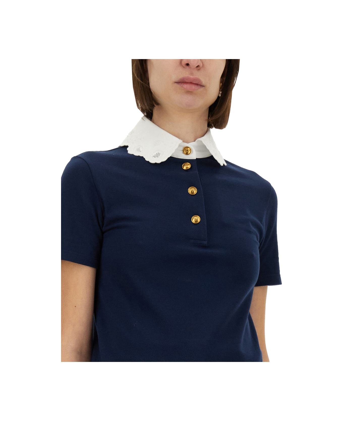 Embroidered Cotton Sweatshirt Polo Shirt