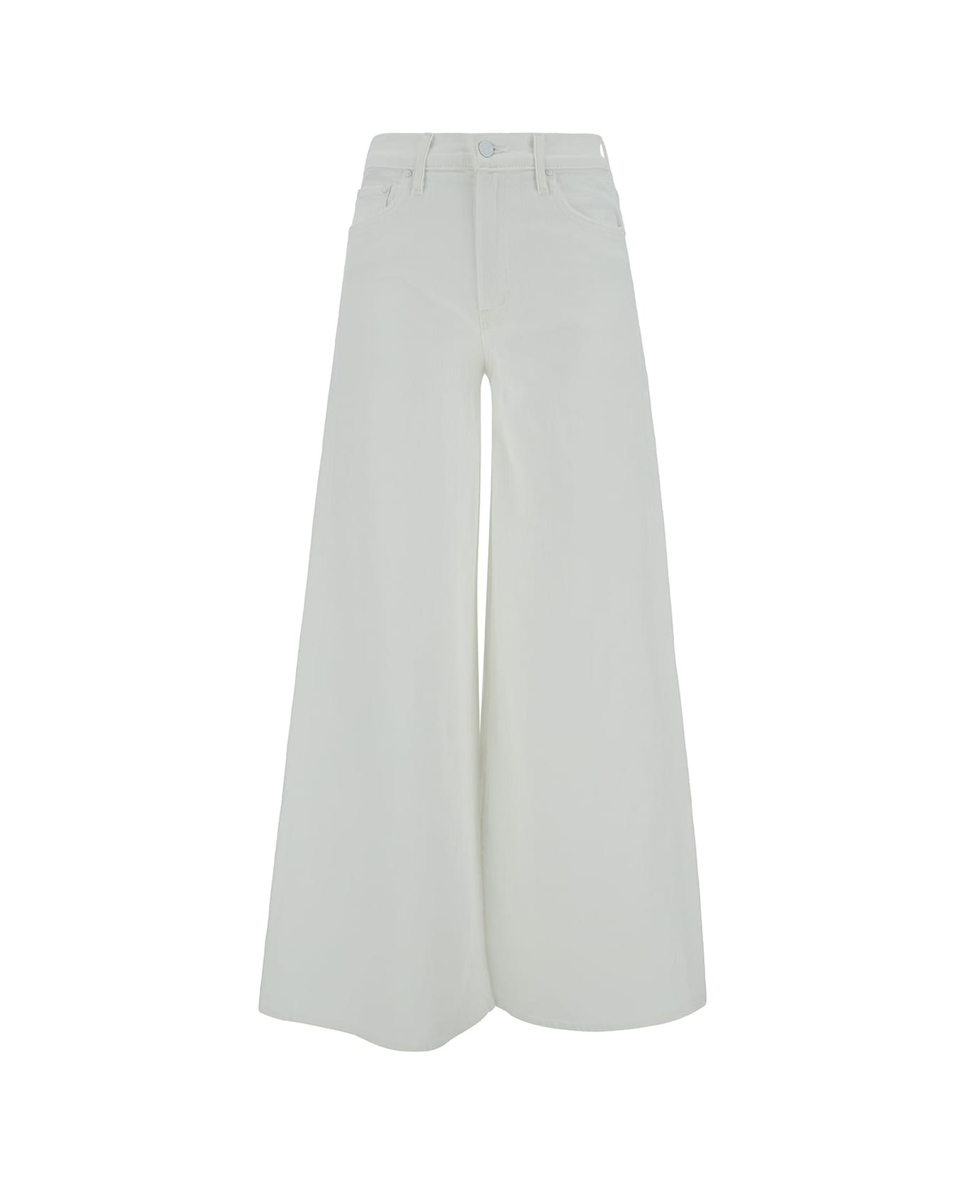 Mother White Wide Five-pocket Jeans In Stretch Cotton Denim Woman - White ボトムス