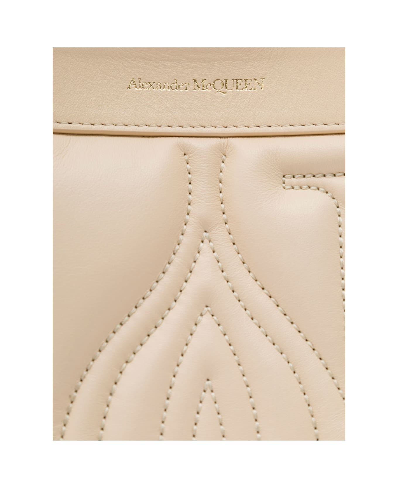 Alexander McQueen Cream White 'the Bow' Quilted Bag In Calf Leather - Beige
