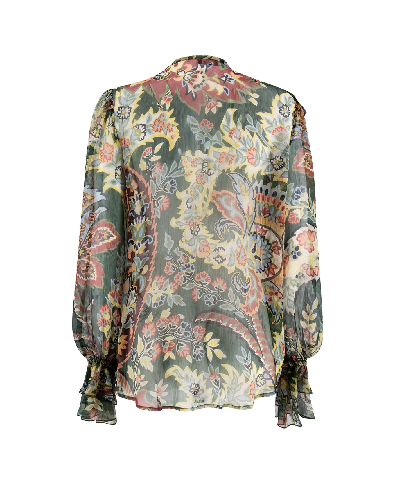 Etro Floral-printed Ruffled Shirt - GREEN