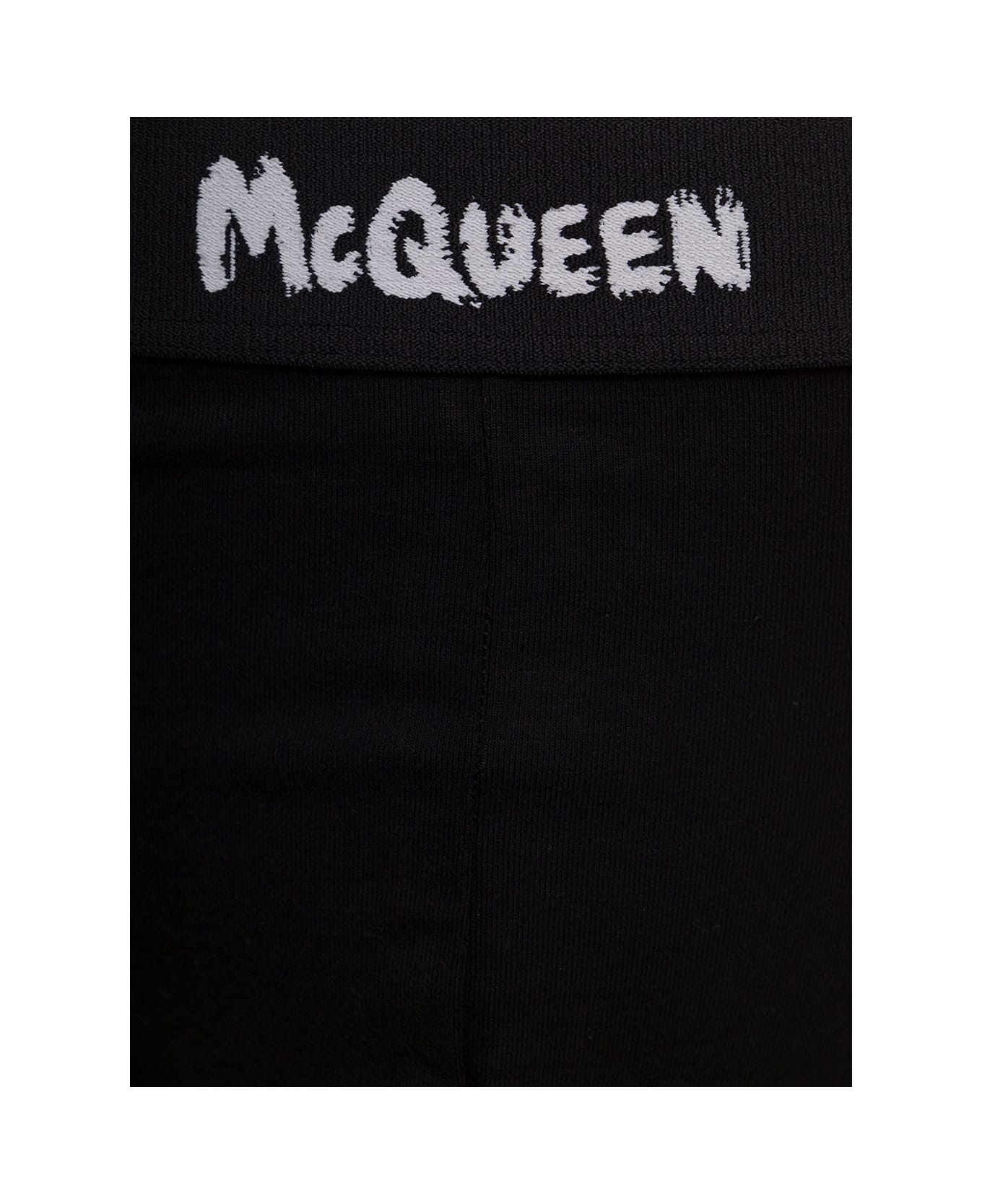Alexander McQueen Black Cotton Briefs With Graffiti Logo Print Alexander Mcqueen Man - Black