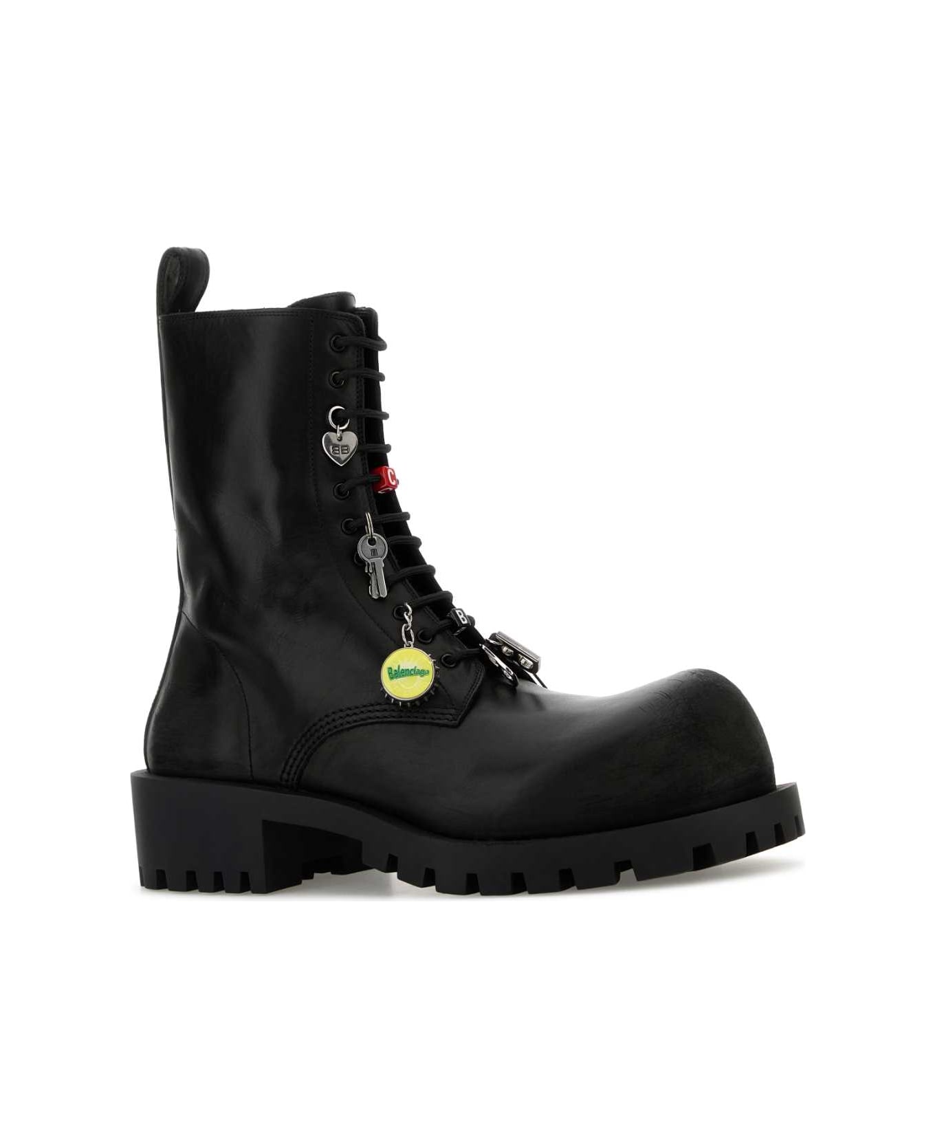 Balenciaga Black Leather Hummer Boots - Black