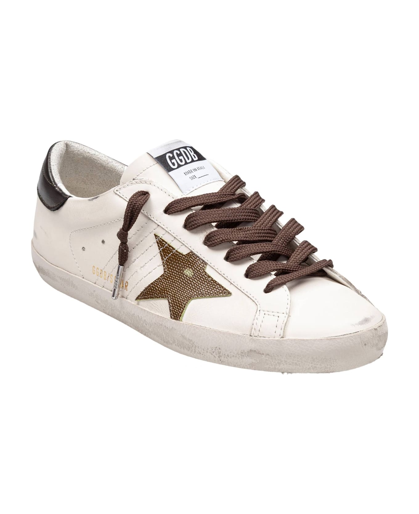 Golden Goose Super Star Leather Sneakers White And Green - White/Green