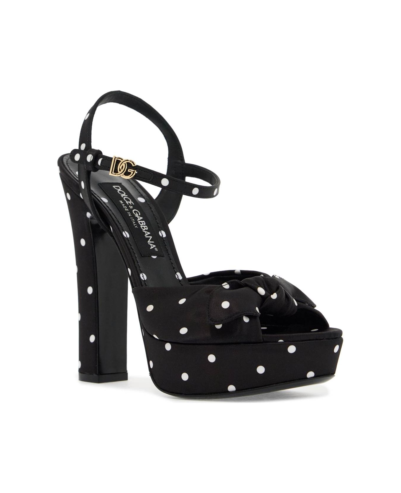 Dolce & Gabbana 'keira Polka Dot Satin Platform Sandals - POIS