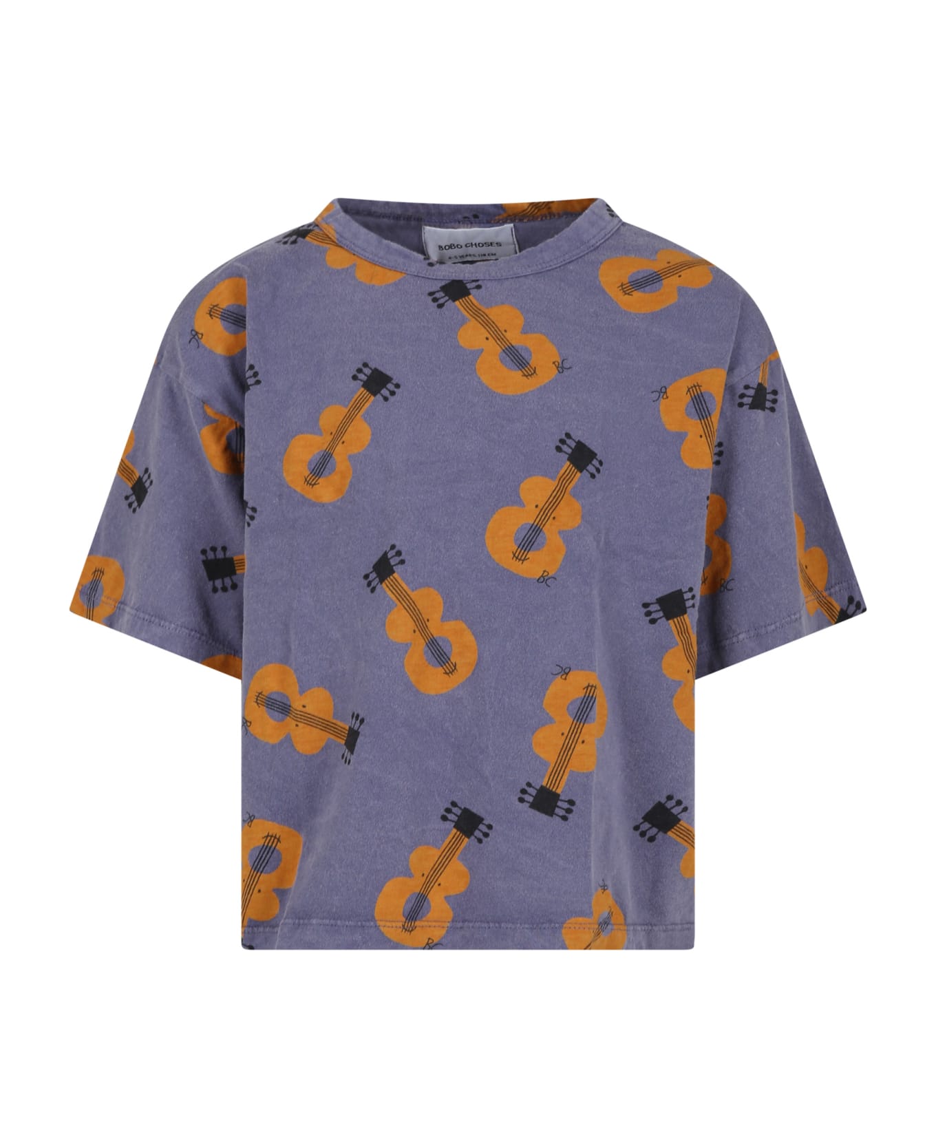 Bobo Choses Purple T-shirt For Kids With Guitars - Violet Tシャツ＆ポロシャツ