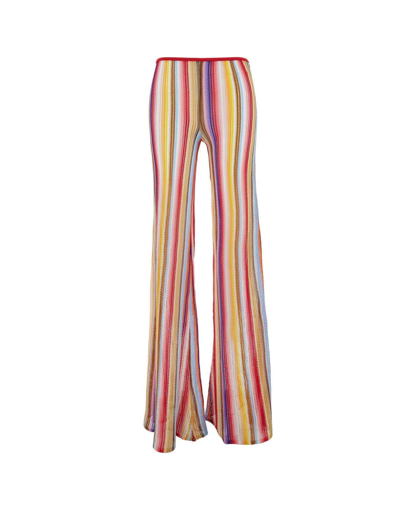 Missoni Striped Crochet Flared Trousers - Red