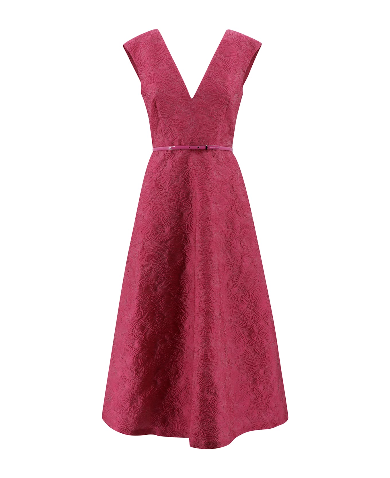 Max Mara Studio Cloqué Flared Dress - Fuchsia