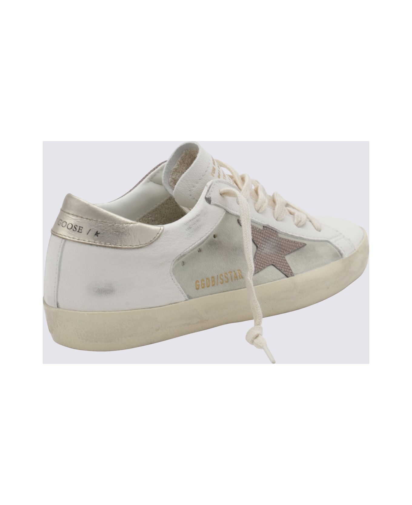 Golden Goose White And Gold Leather Superstar Sneakers - White/light brown/platinum