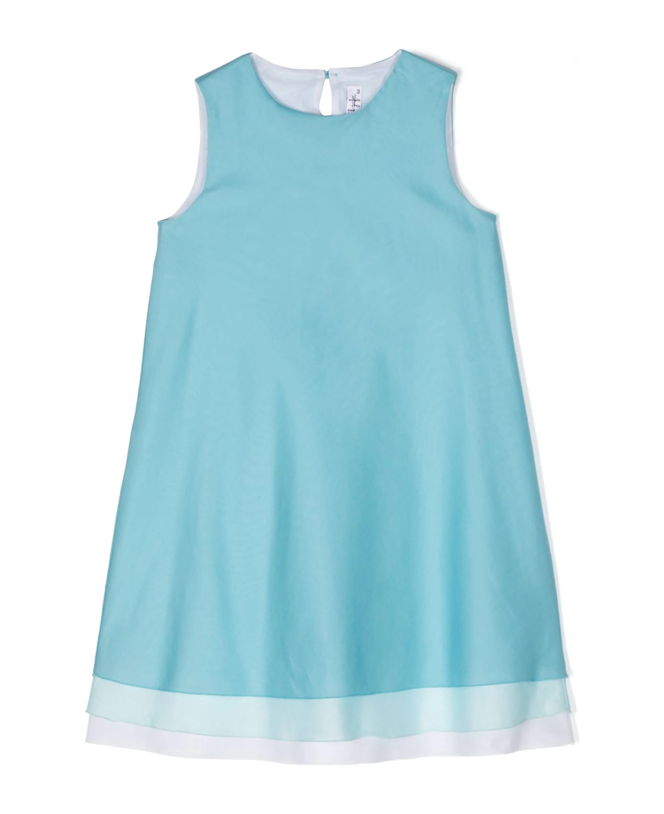Il Gufo Light Blue Cotton Voile Dress With Three Tiers - Blue