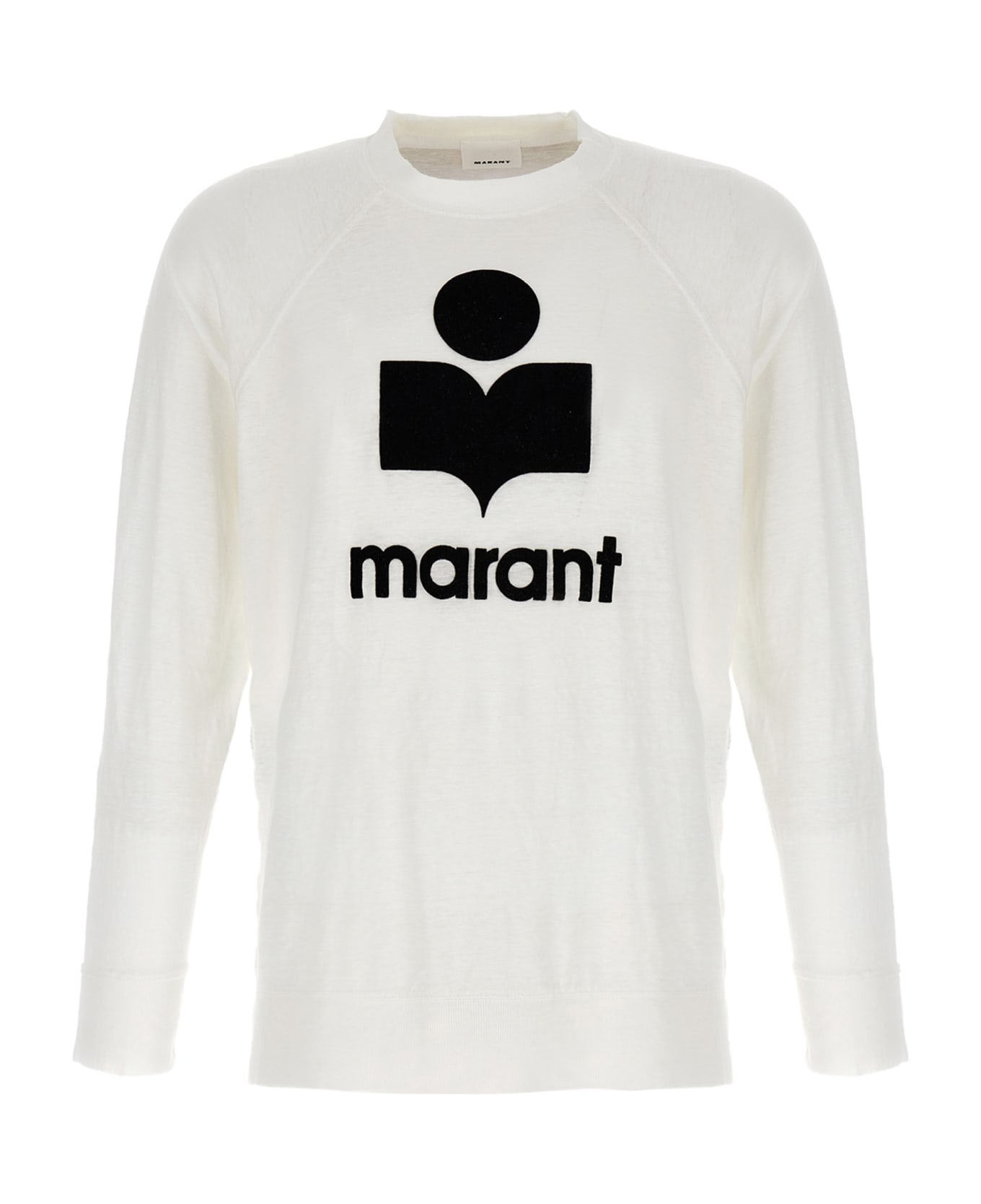 Isabel Marant Kieffer Linen Crew Neck T-shirt - White/Black フリース