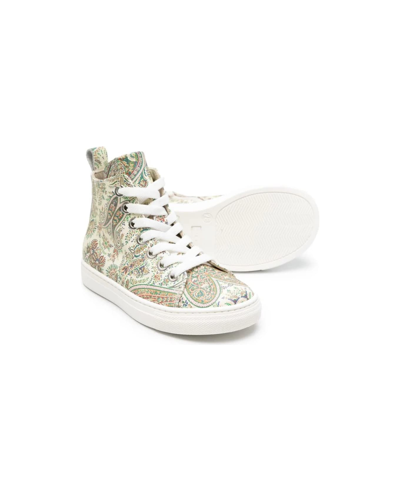 Etro High Sneakers With Multicolored Paisley Motif - Multicolour