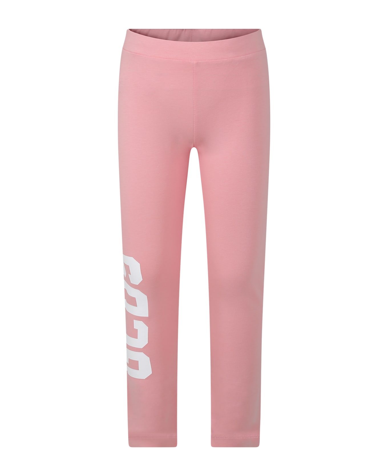 GCDS Mini Pink Leggings For Girl With Logo - Pink ボトムス