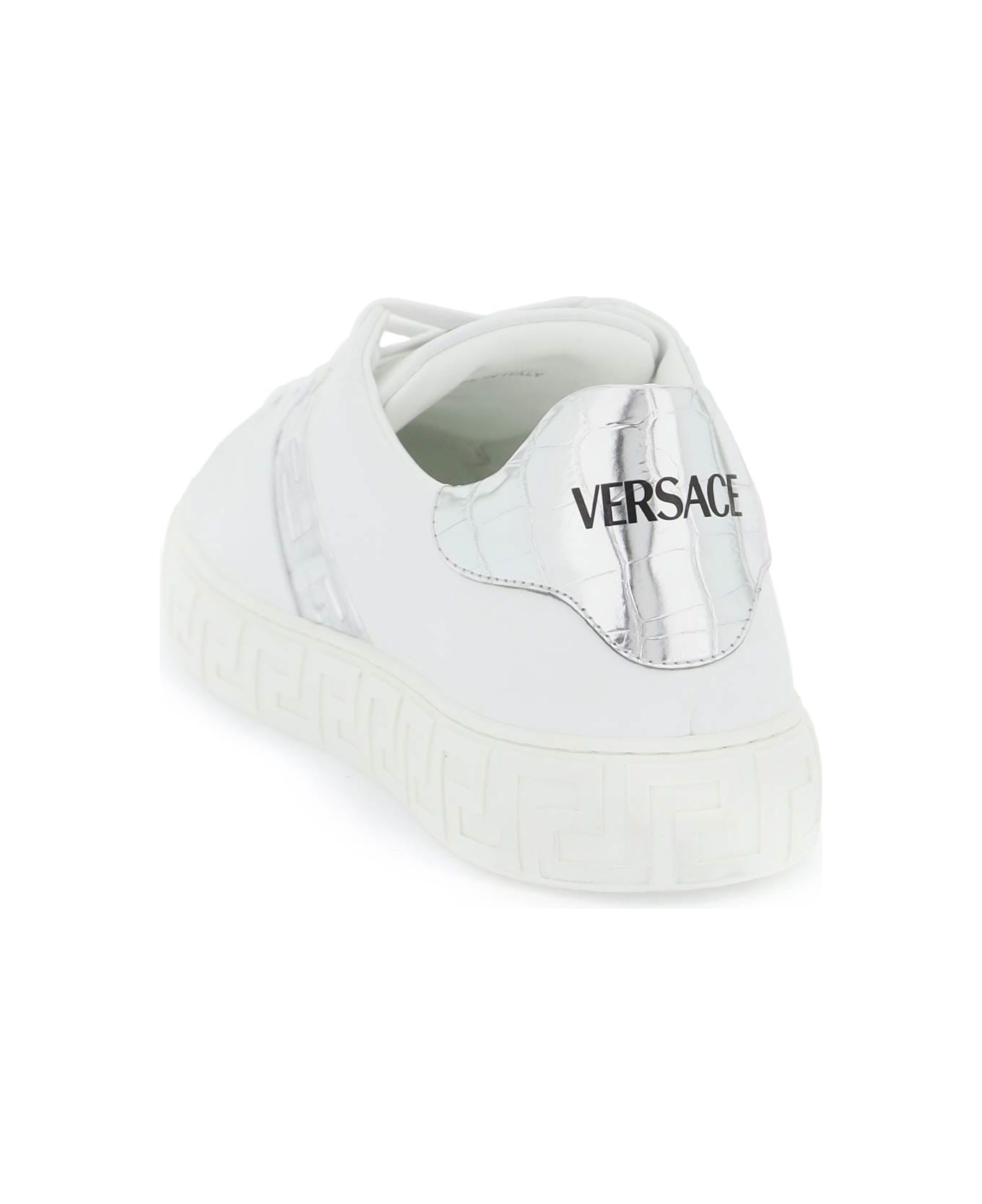 Versace Greek Pattern Sneakers - WHITE SILVER PALLADIUM (Silver)