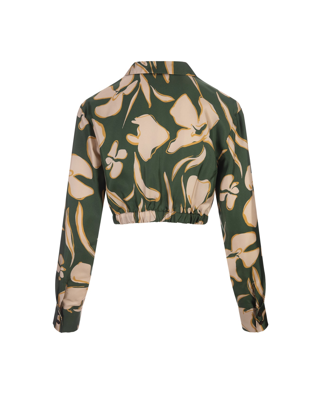 Raquel Diniz Cropped Jacket In Green Floral - Green