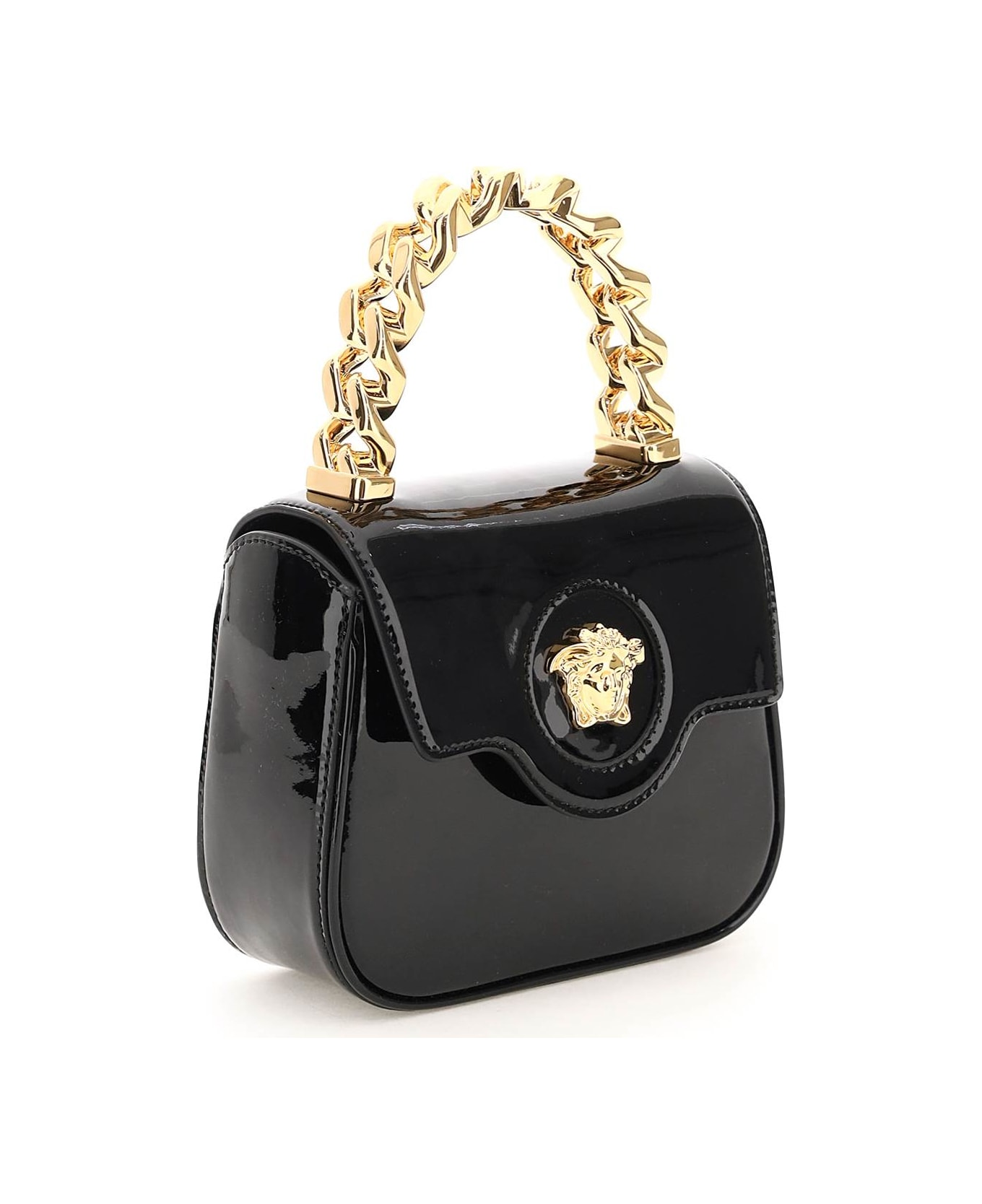 Versace 'la Medusa' Mini Bag In Patent Leather - Black+gold Versace トートバッグ