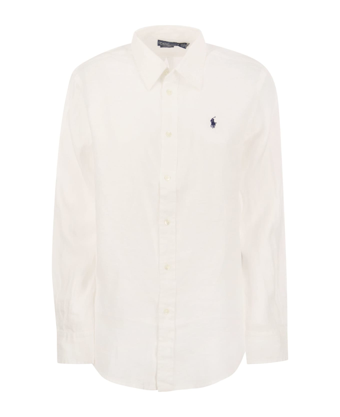Polo Ralph Lauren Relaxed-fit Short Shirt In White Linen - Bianco