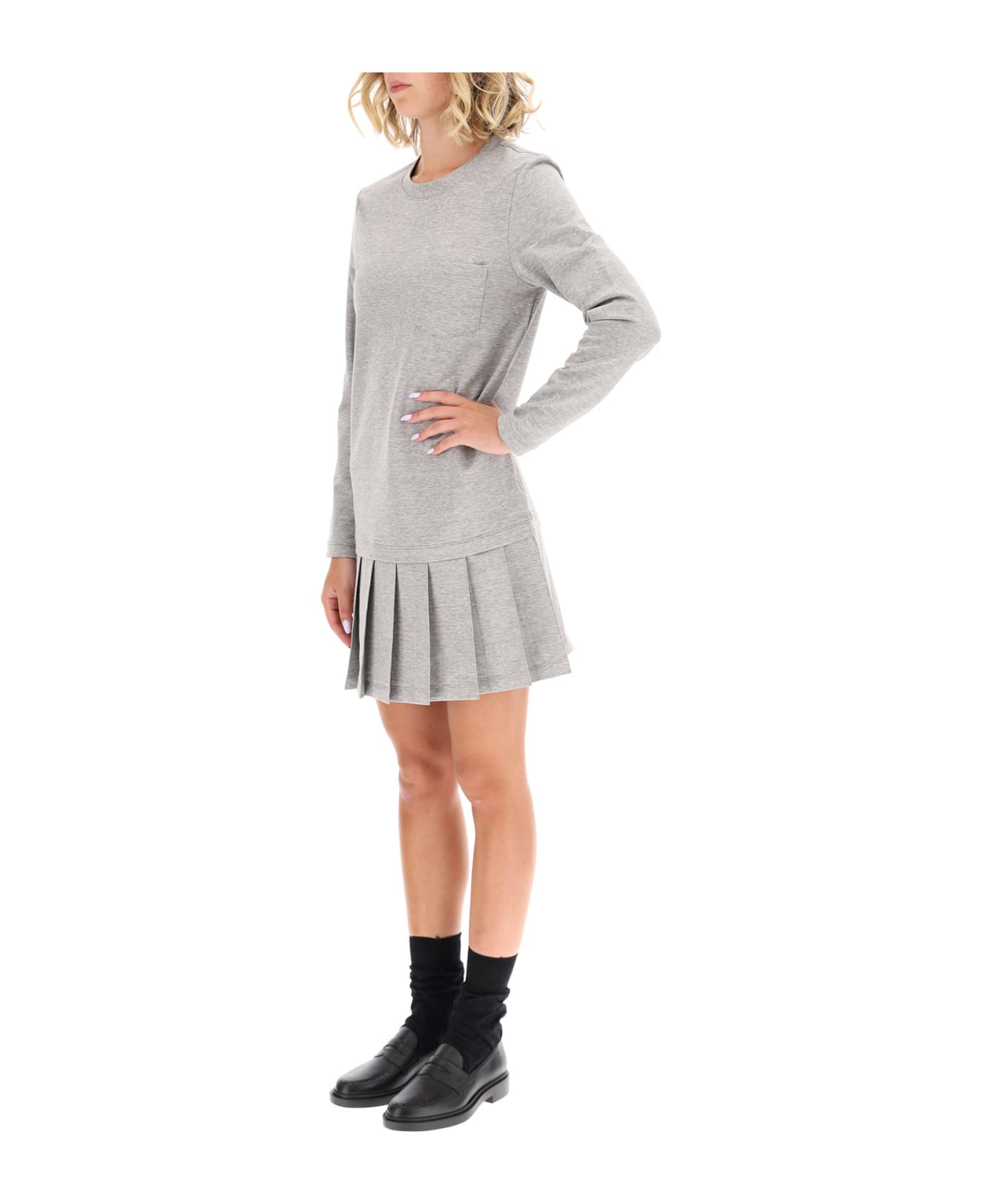 Thom Browne Pleated Mini Dress - LIGHT GREY (Grey)