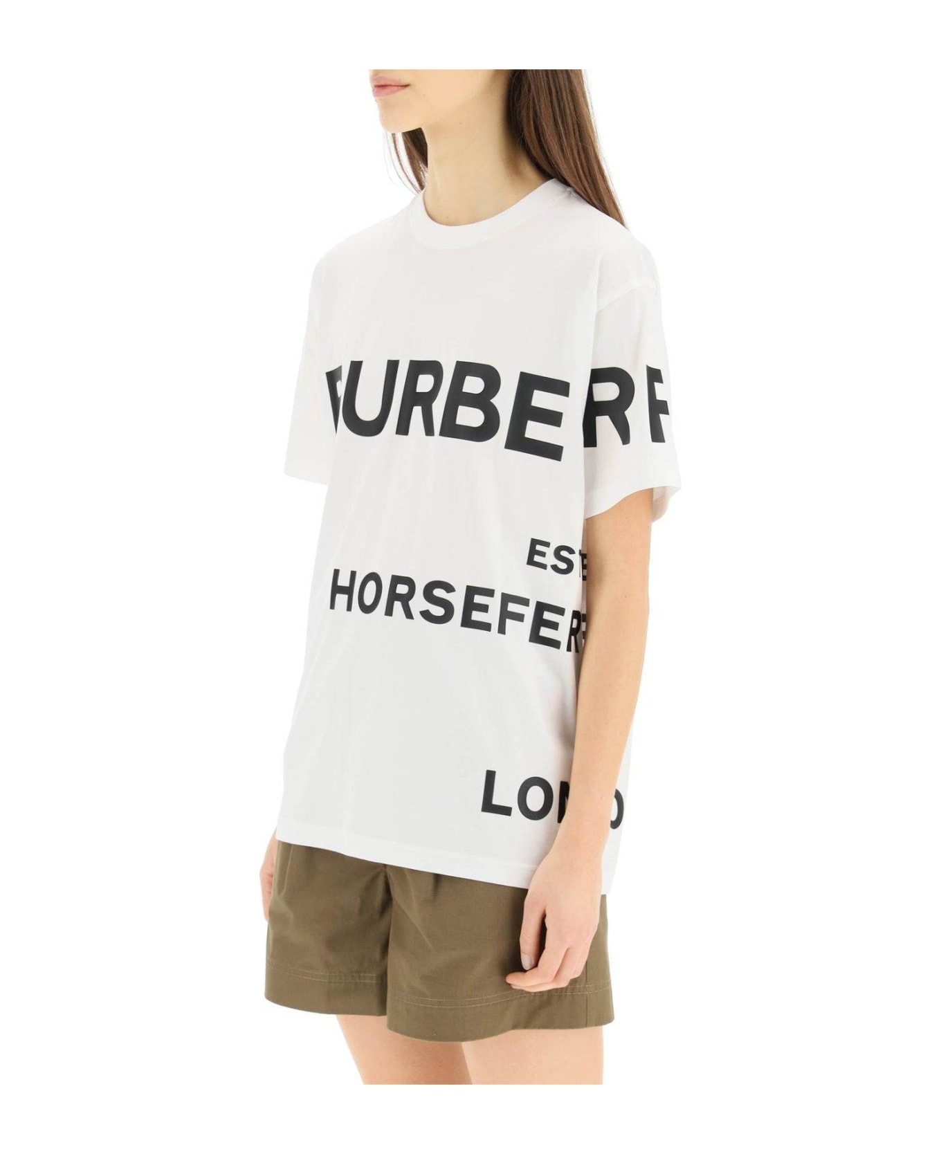 Burberry Logo Printed Crewneck T-shirt - WHITE Tシャツ
