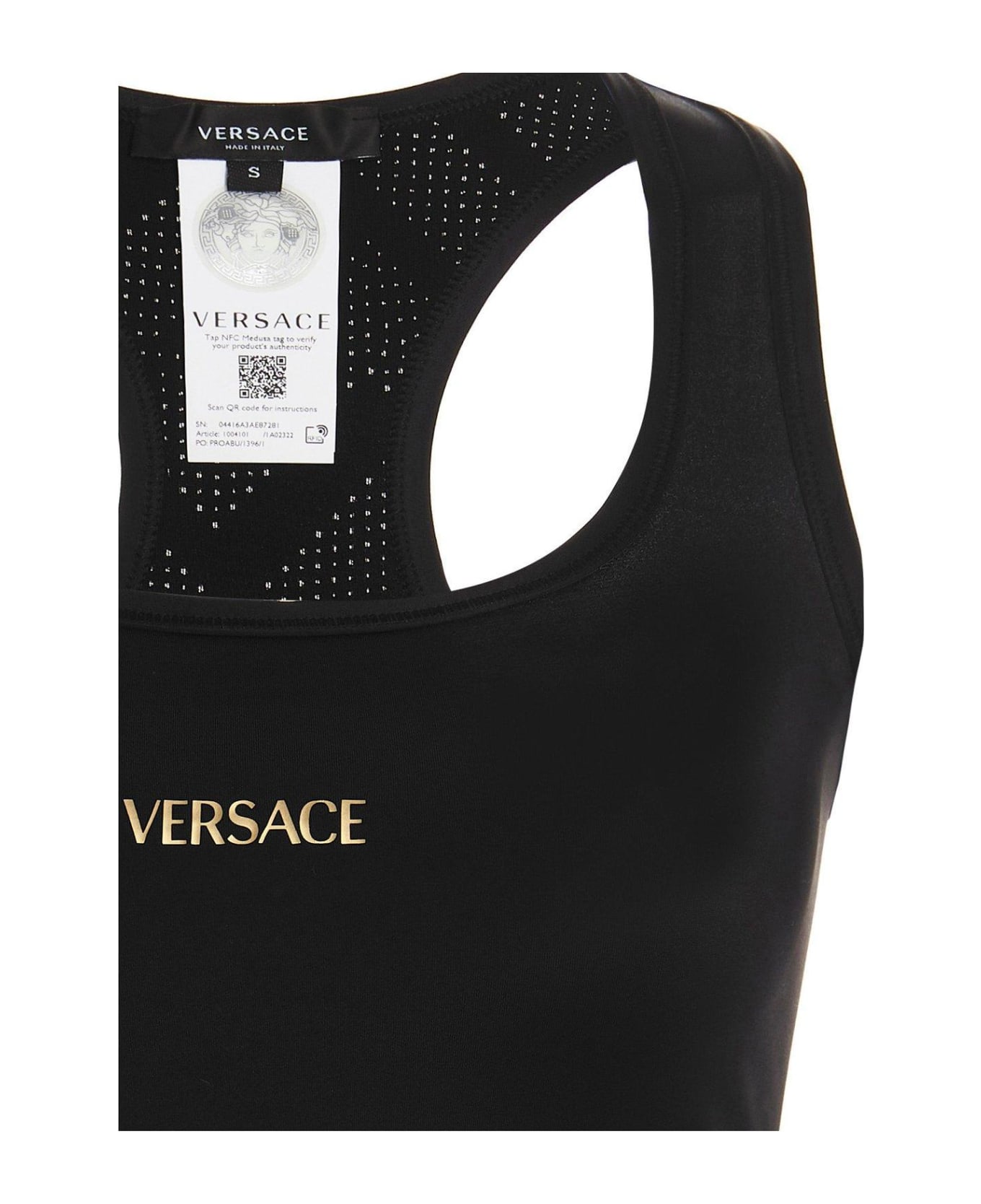 Versace Logo Printed Sleeveless Tank Top - Black タンクトップ
