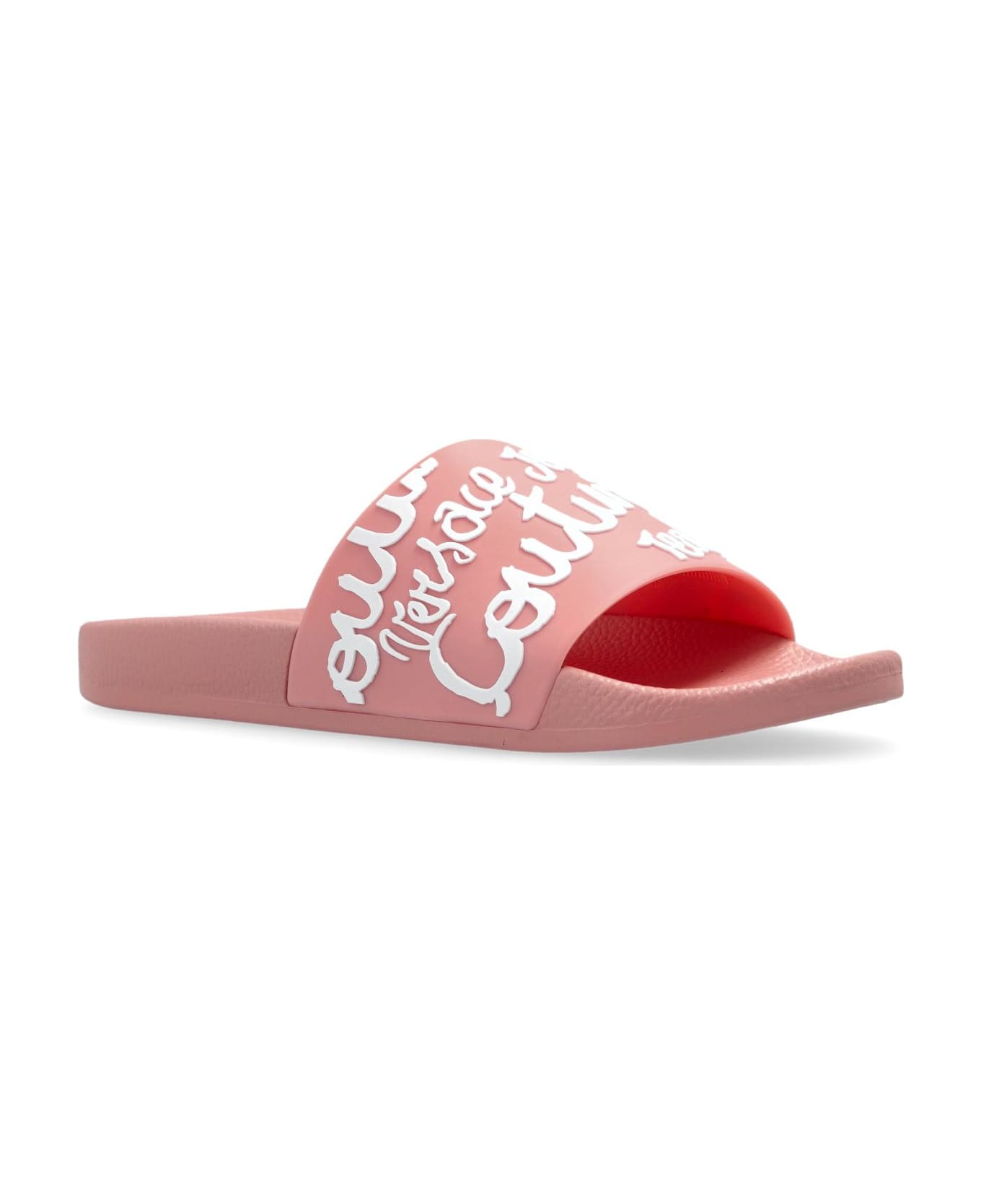 Versace Jeans Couture Rubber Slides With Logo - Pink