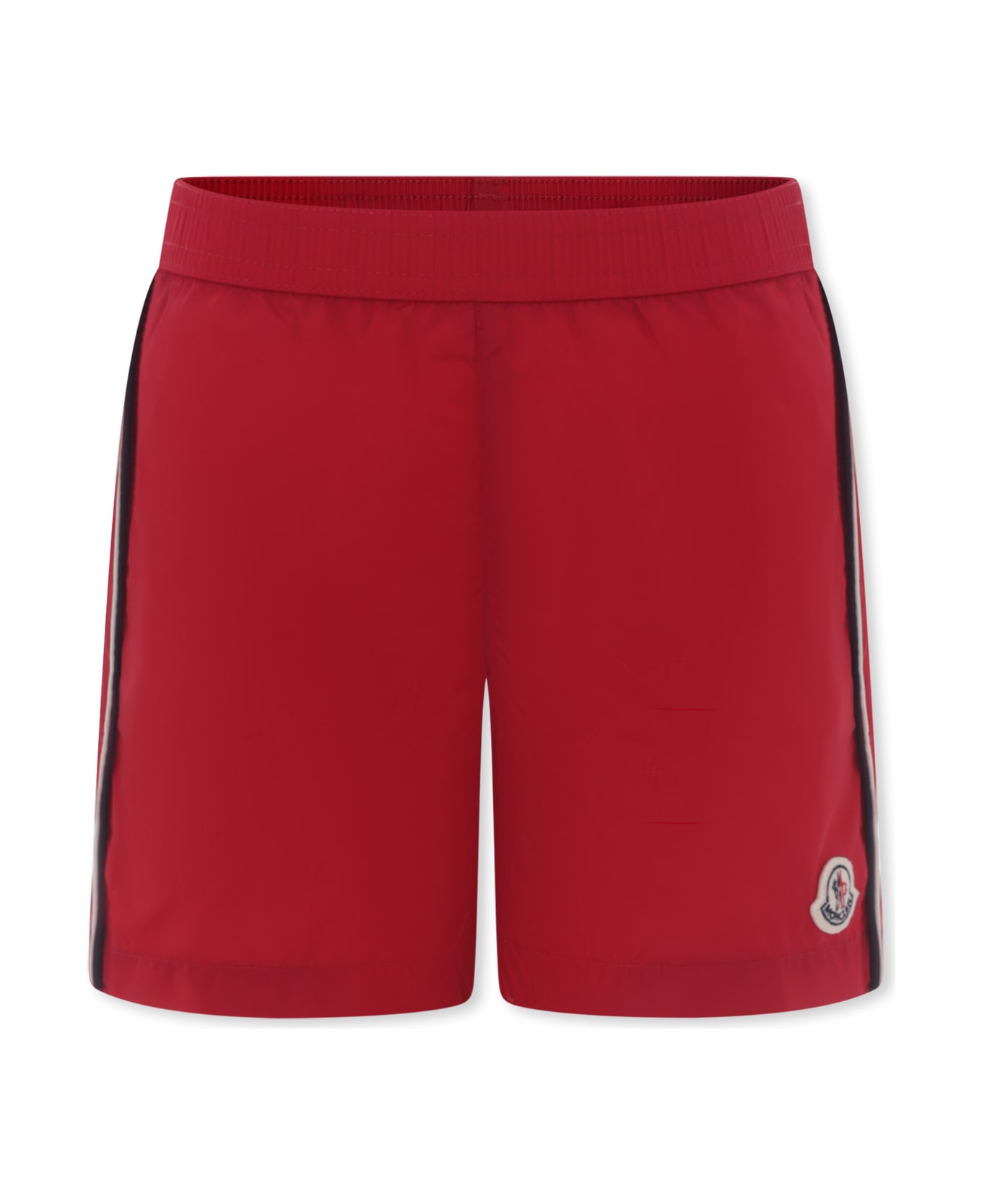 Moncler Red Swim Shorts For Boy With Logo - Red