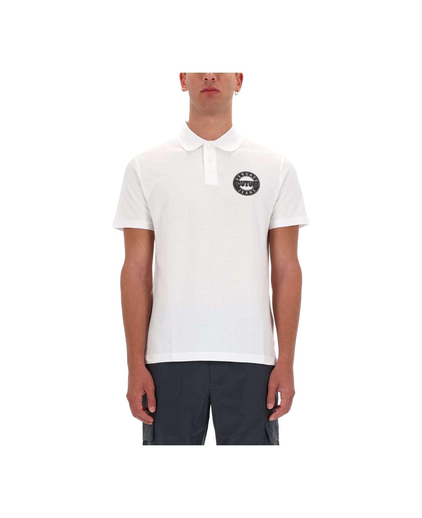 Versace Jeans Couture Polo With Logo - WHITE