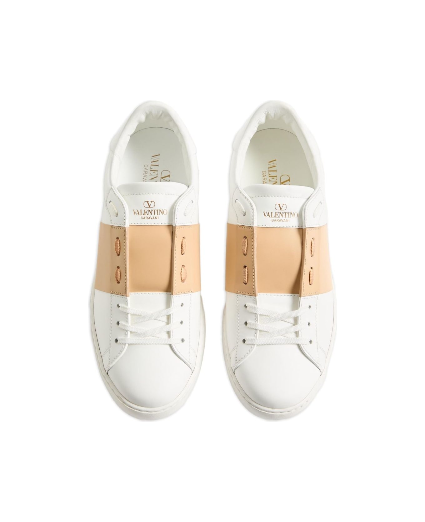 Valentino Garavani Open Leather Sneakers - Beige