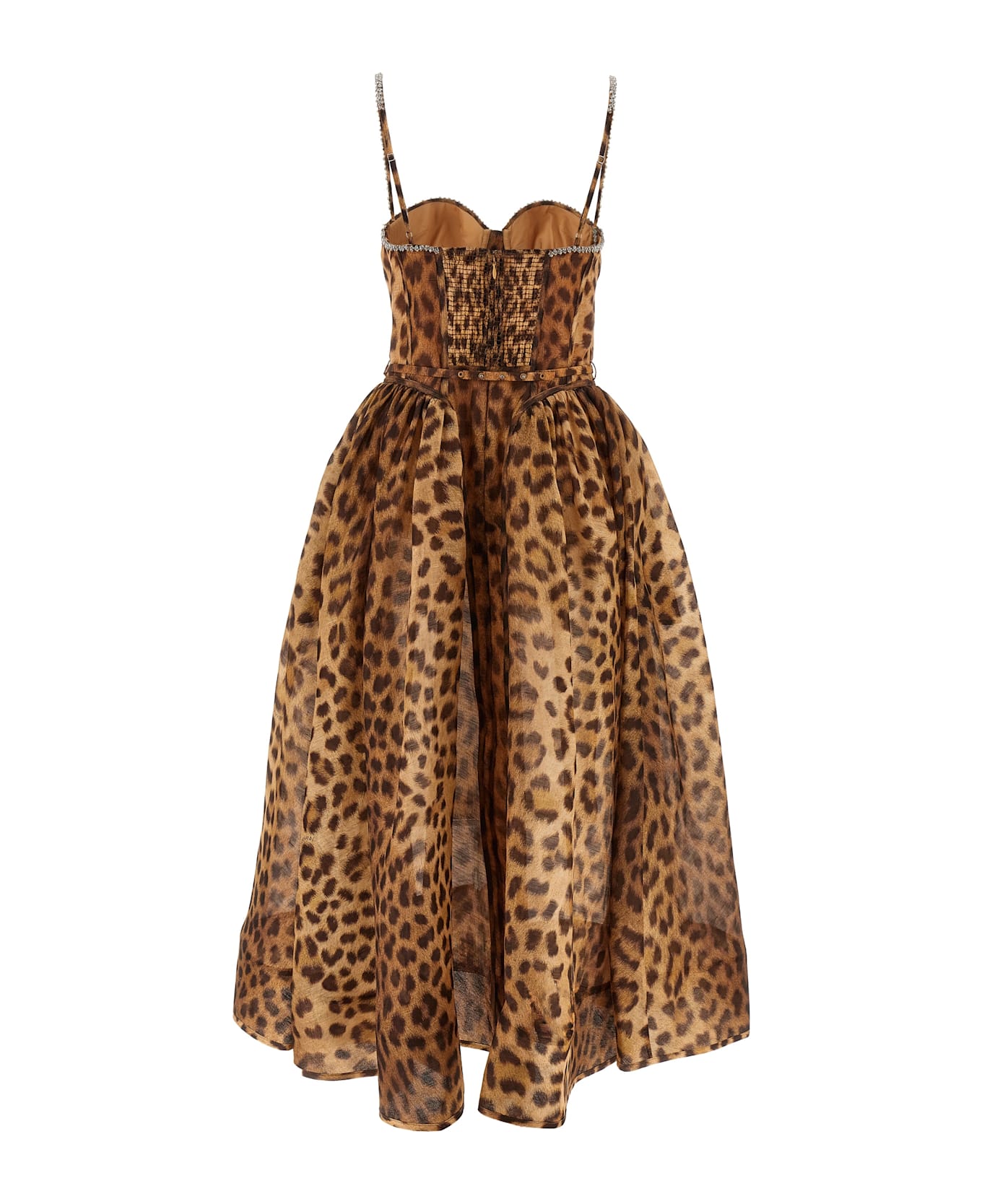Zimmermann 
crush Panelled Midi
 Dress - Natural print