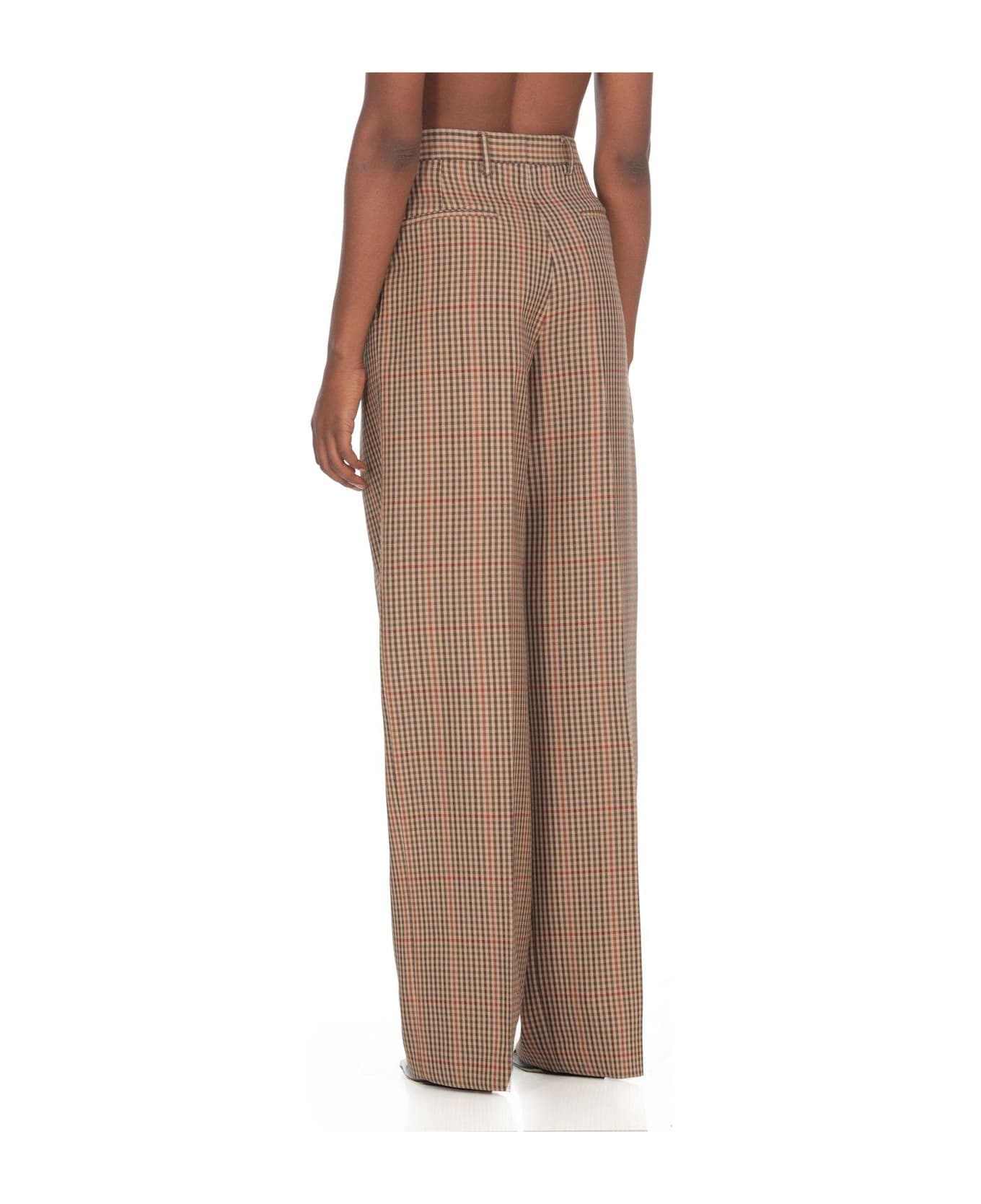 Dries Van Noten Checked Pleated Trousers - BROWN