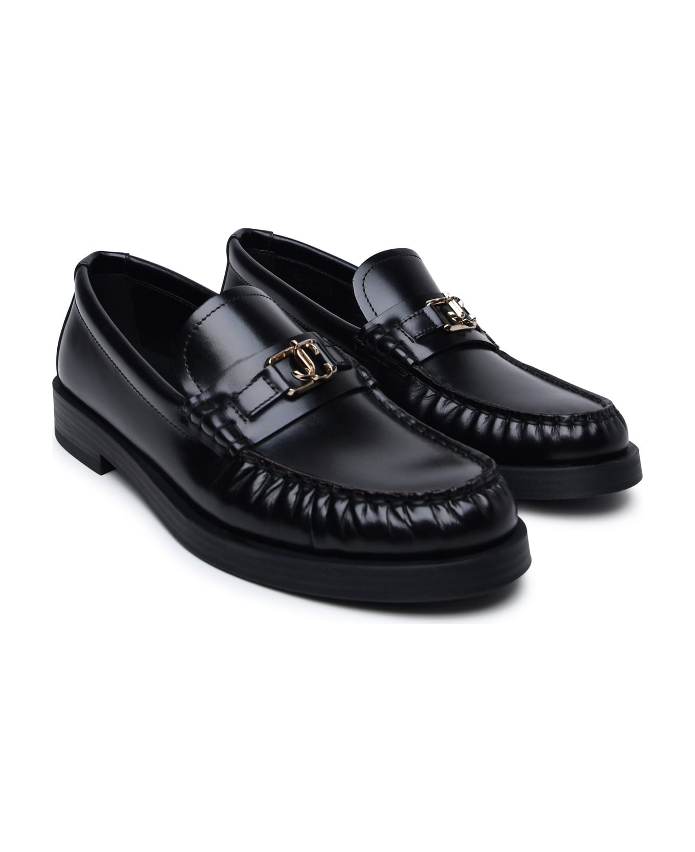 Jimmy Choo Black Leather Loafers - Black フラットシューズ