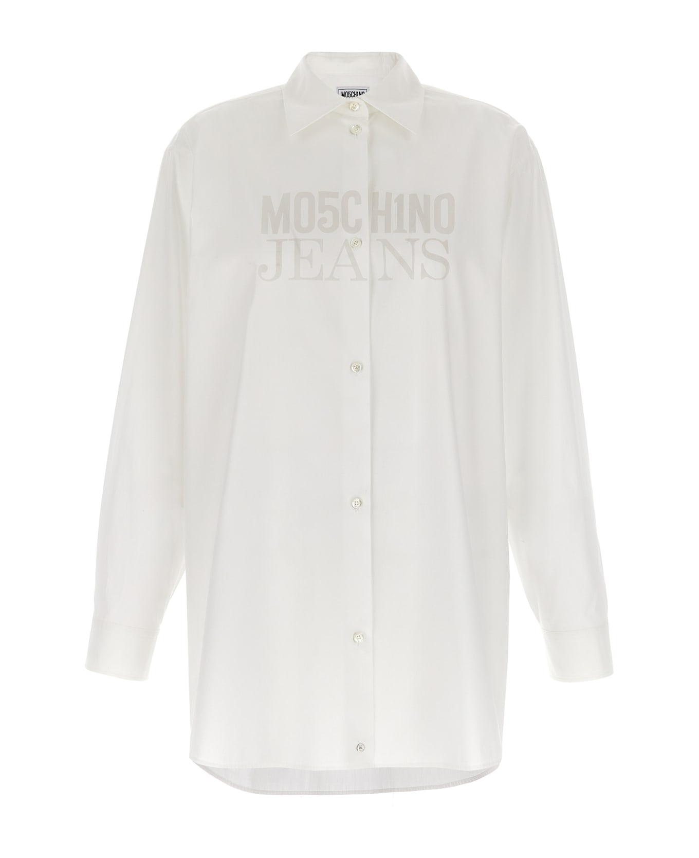 M05CH1N0 Jeans Logo Print Shirt - White
