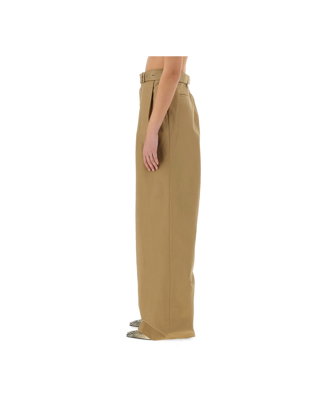 Dries Van Noten Wide-leg Pants With Belt - BEIGE