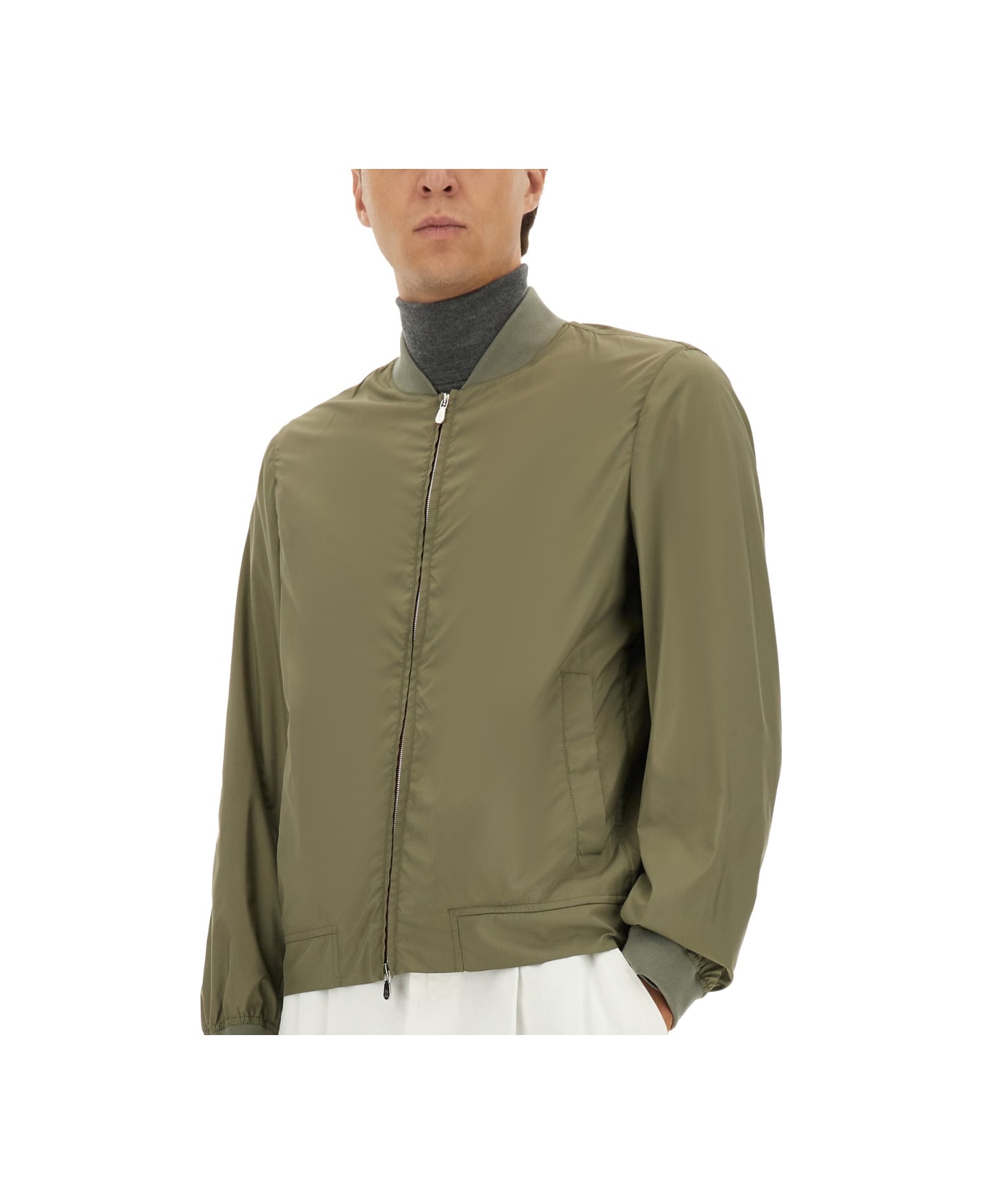 Brunello Cucinelli Bomber With Zip - BROWN